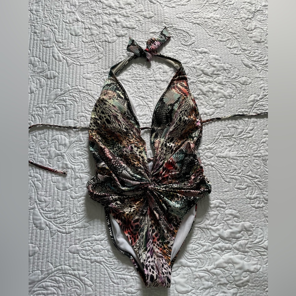 Kenneth Cole Size 10 One Piece Swimsuit Bathing Suit Snakeskin